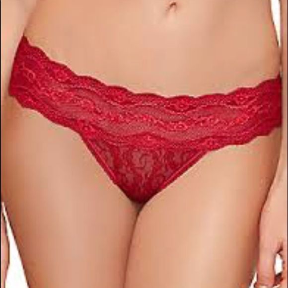 Red Lace Bandeau & Bikini Set by b.tempt’d - Picture 2 of 5